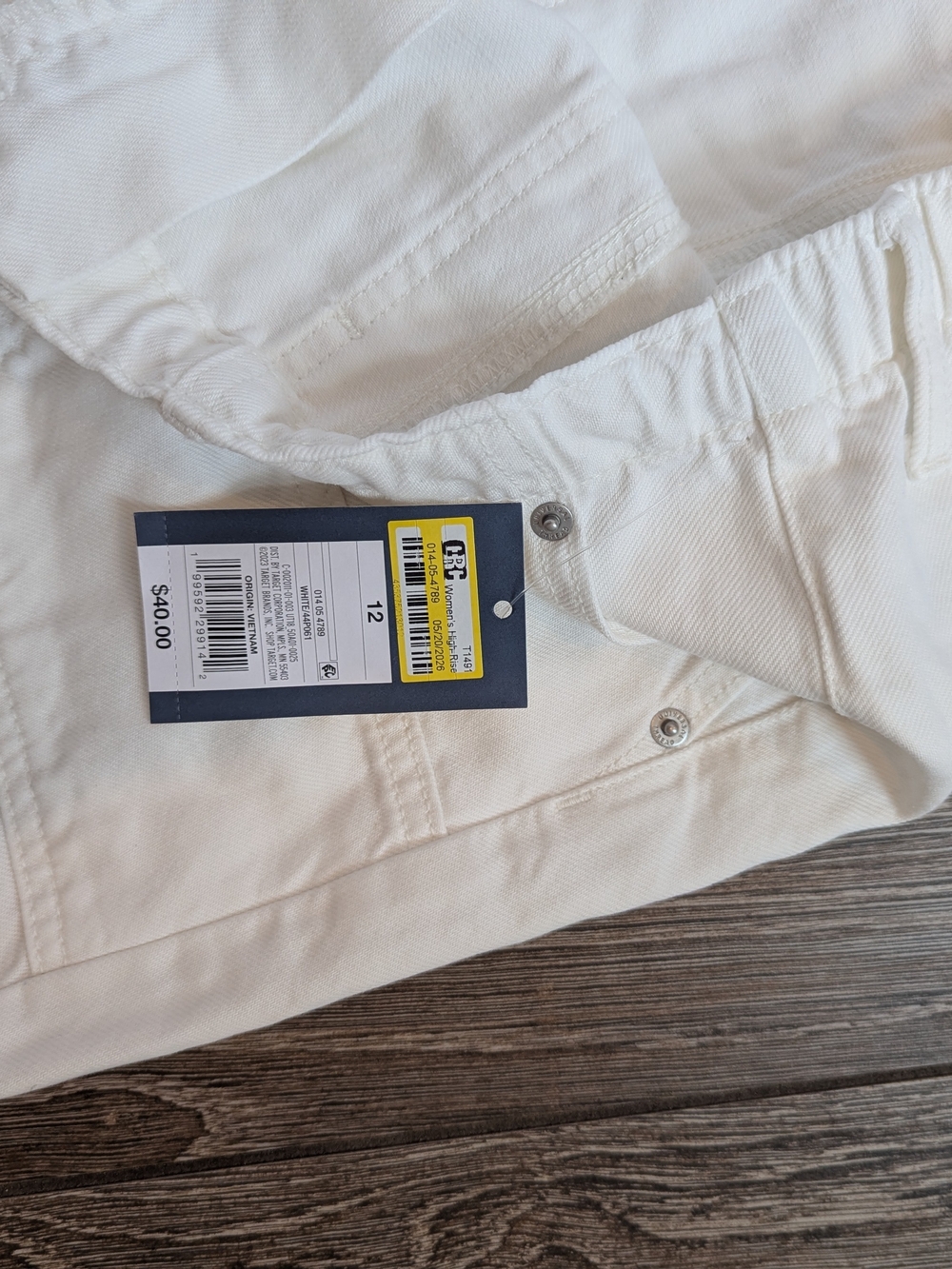 NWT White Pull On Utility Jeans Size 12 Universal Thread Quiet Luxury Coastal - Picture 3 of 10